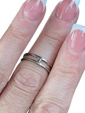 KS 925 Double Band Open Bar Ring Size 6.25 Sterling Silver